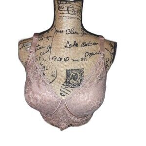 Youmita 40D Cafe Creme Floral Lace Wireless Bra NWT